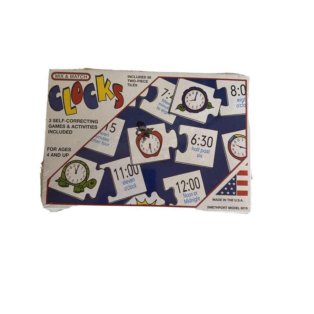Smethport Mix & Match Clocks Game Self Correcting‎ Educational Toy Ages 4+